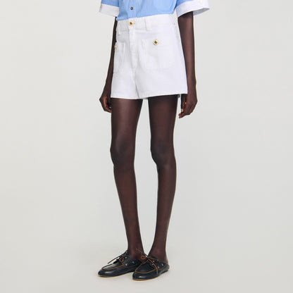 Sandro High waist denim shorts White