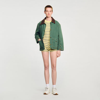 Sandro Striped knit shorts Light Yellow