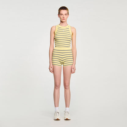 Sandro Striped knit shorts Light Yellow