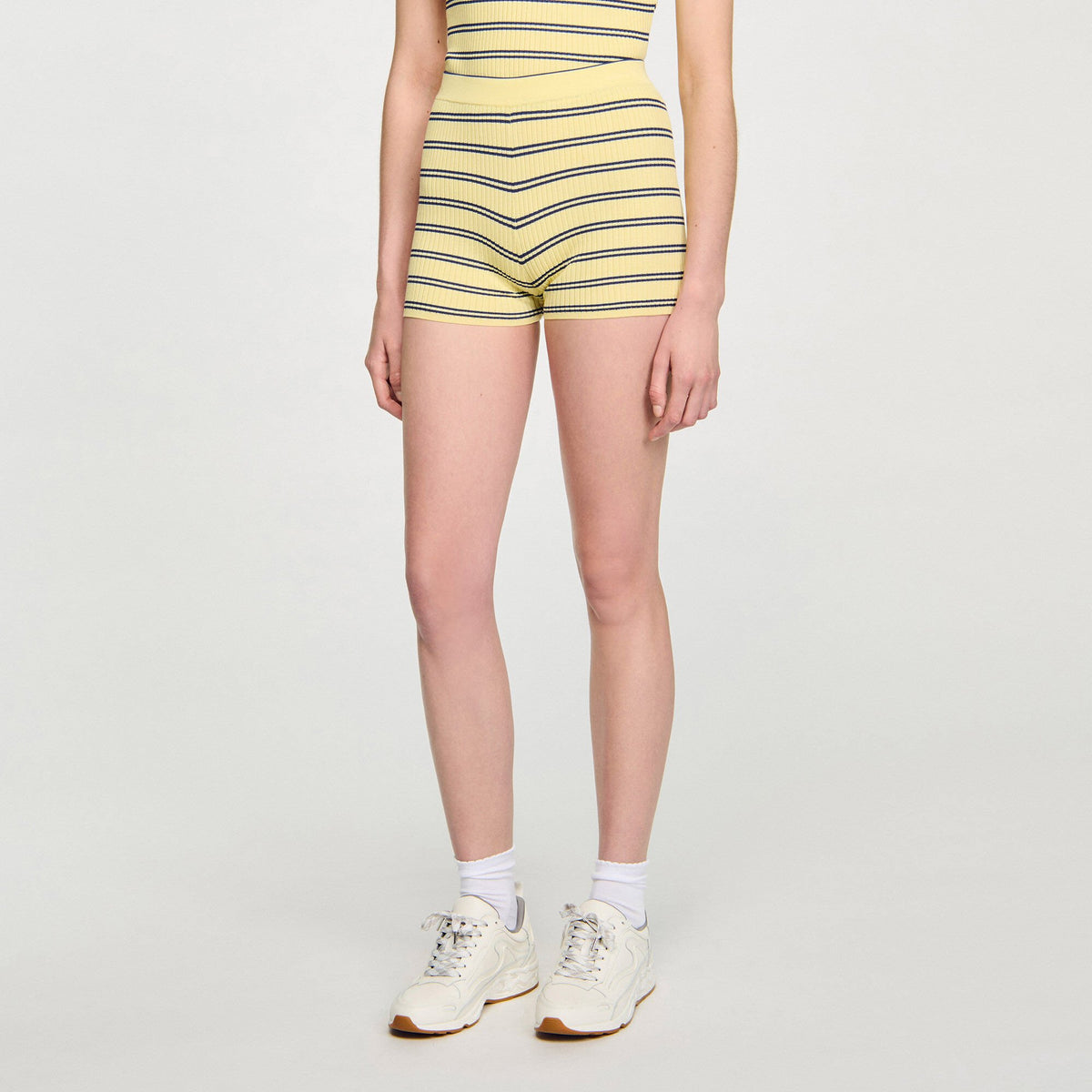 Sandro Striped knit shorts Light Yellow