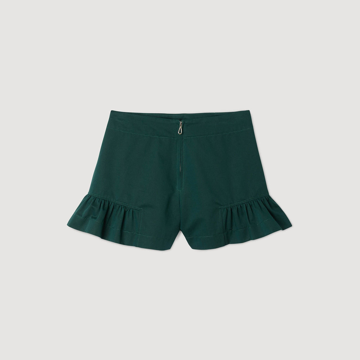 Sandro Flared ruffled shorts Bottle Green