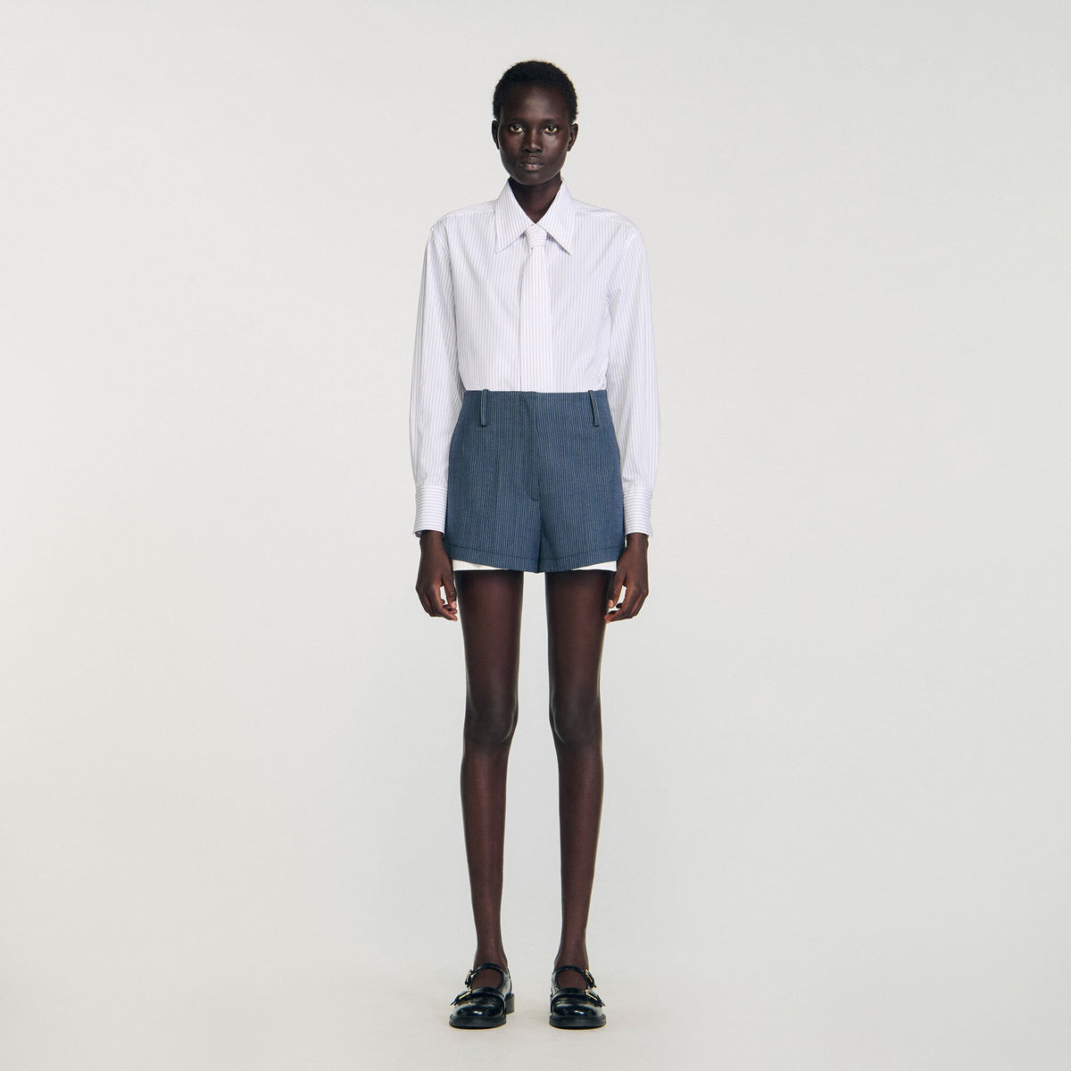 Sandro Striped layered shorts Blue