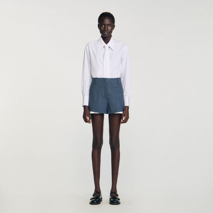 Sandro Striped layered shorts Blue