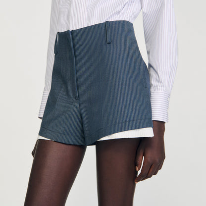 Sandro Striped layered shorts Blue