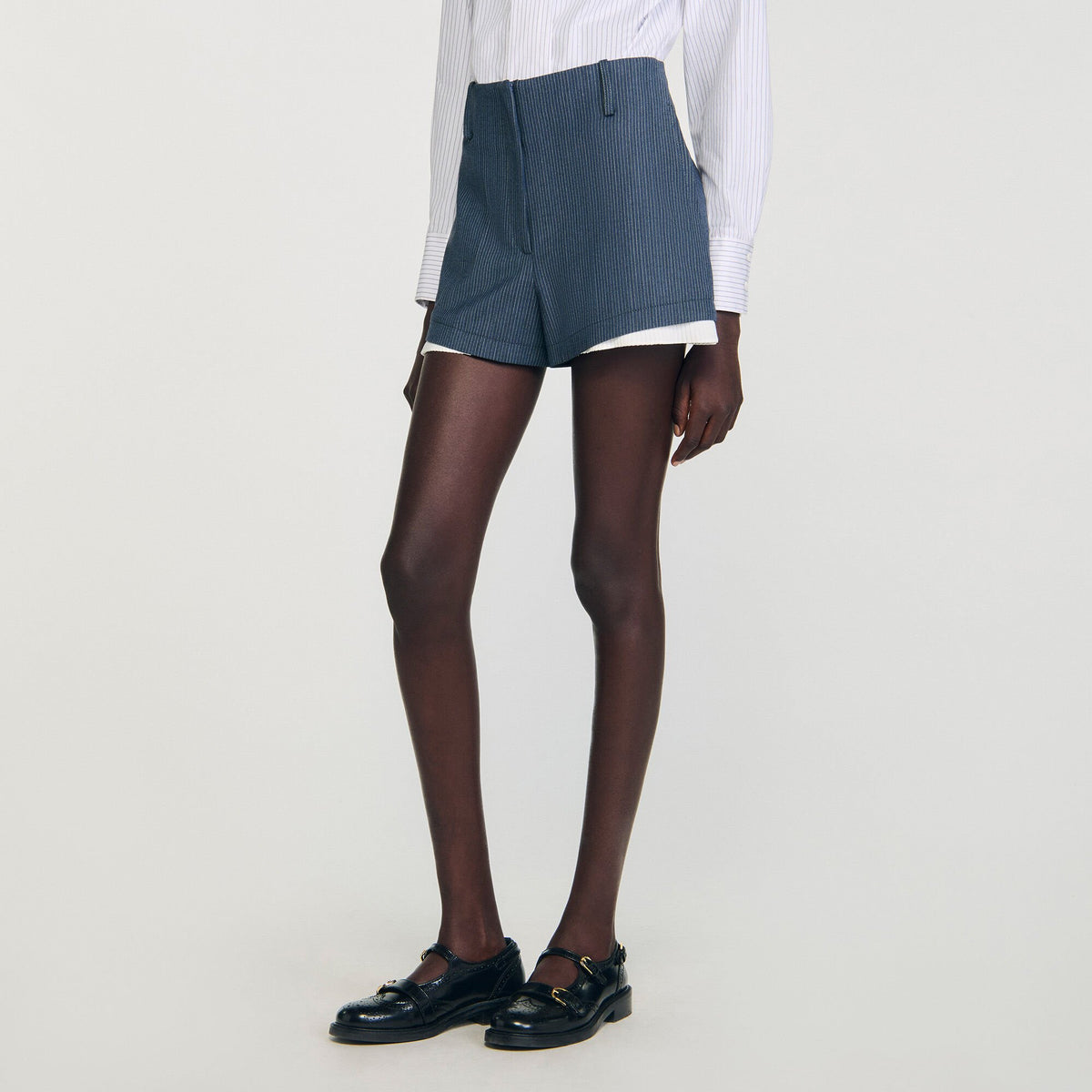 Sandro Striped layered shorts Blue