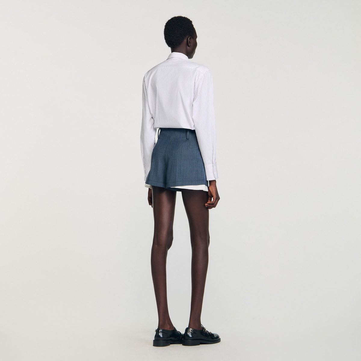 Sandro Striped layered shorts Blue