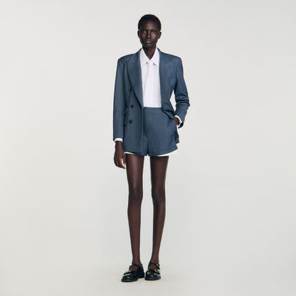 Sandro Striped layered shorts Blue