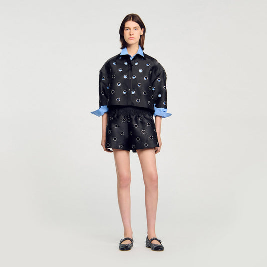 Sandro Rhinestone shorts Black