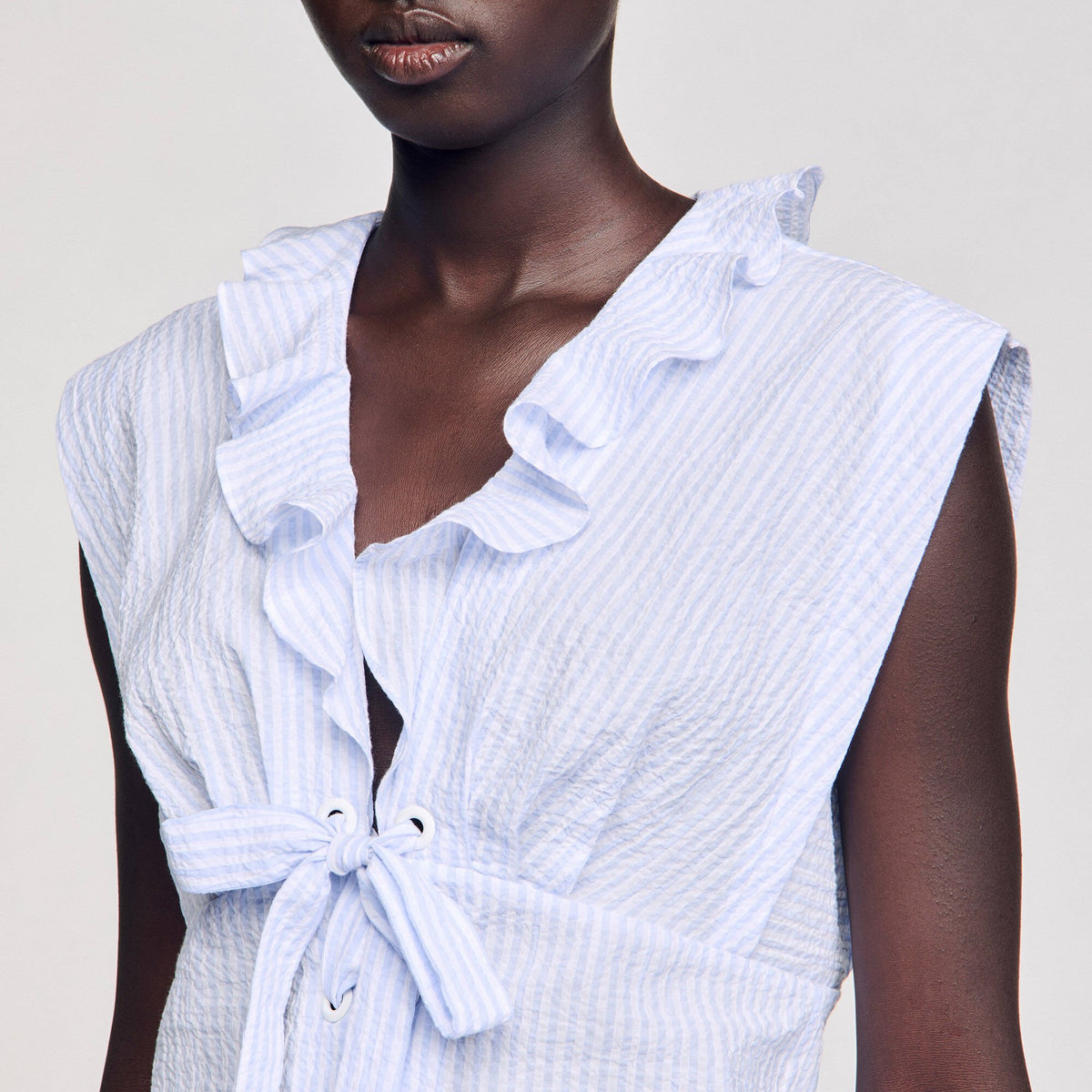 Sandro Striped crop top Ciel / Blanc