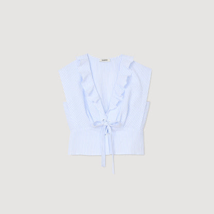 Sandro Striped crop top Ciel / Blanc