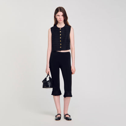 Sandro Pleated crop top Black