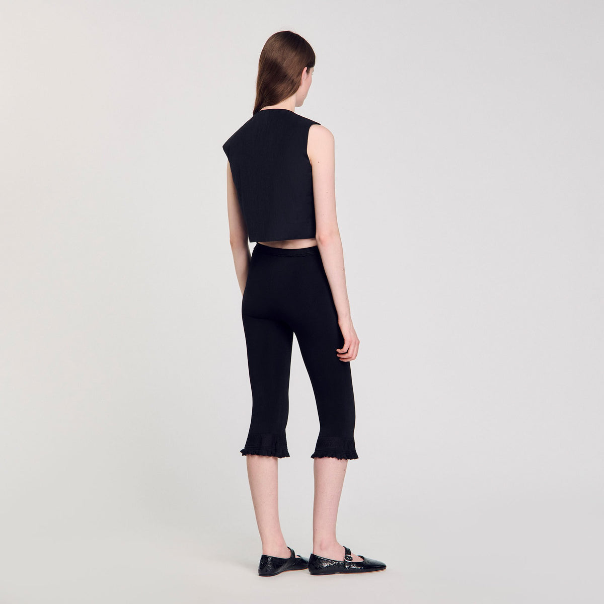Sandro Pleated crop top Black