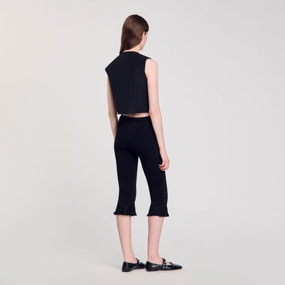 Sandro Pleated crop top Black