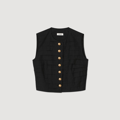 Sandro Pleated crop top Black