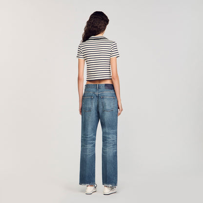 Sandro Striped polo shirt Ecru / Navy