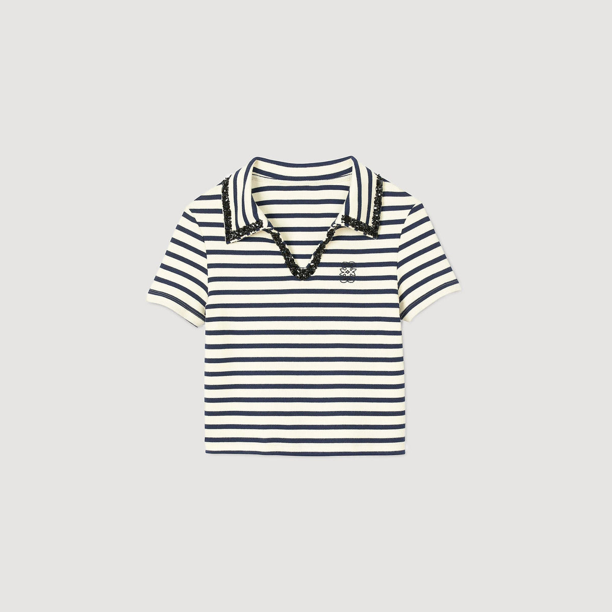 Sandro Striped polo shirt Ecru / Navy