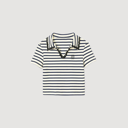 Sandro Striped polo shirt Ecru / Navy