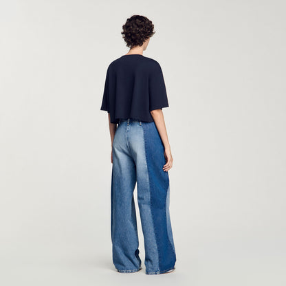 Sandro T-shirt with beaded details Navy Blue