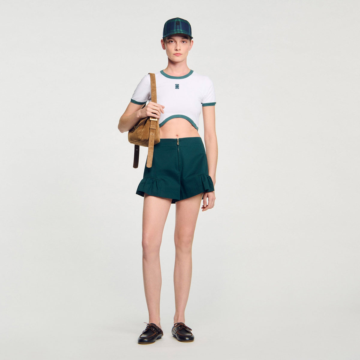 Sandro Two-tone cropped T-shirt White