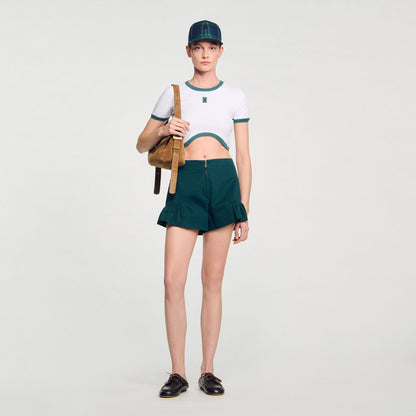 Sandro Two-tone cropped T-shirt White