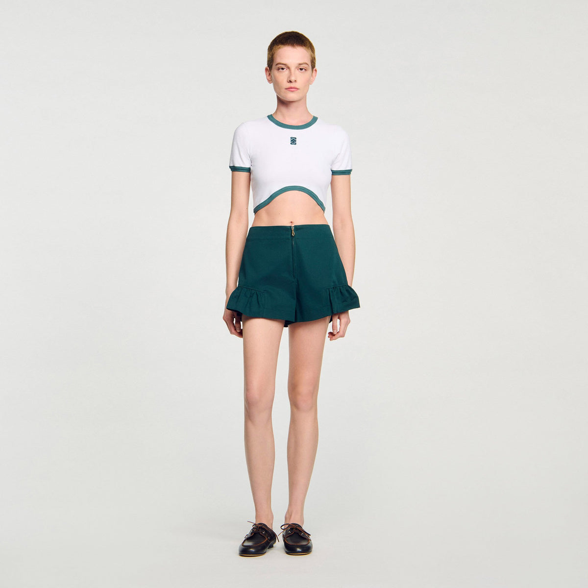 Sandro Two-tone cropped T-shirt White
