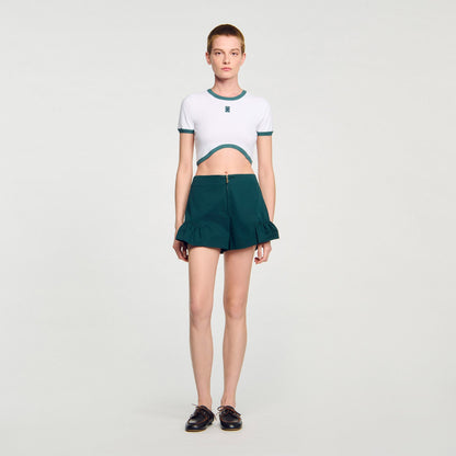 Sandro Two-tone cropped T-shirt White
