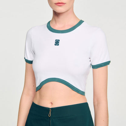 Sandro Two-tone cropped T-shirt White