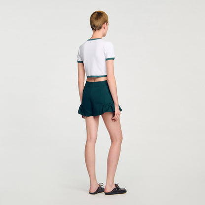 Sandro Two-tone cropped T-shirt White