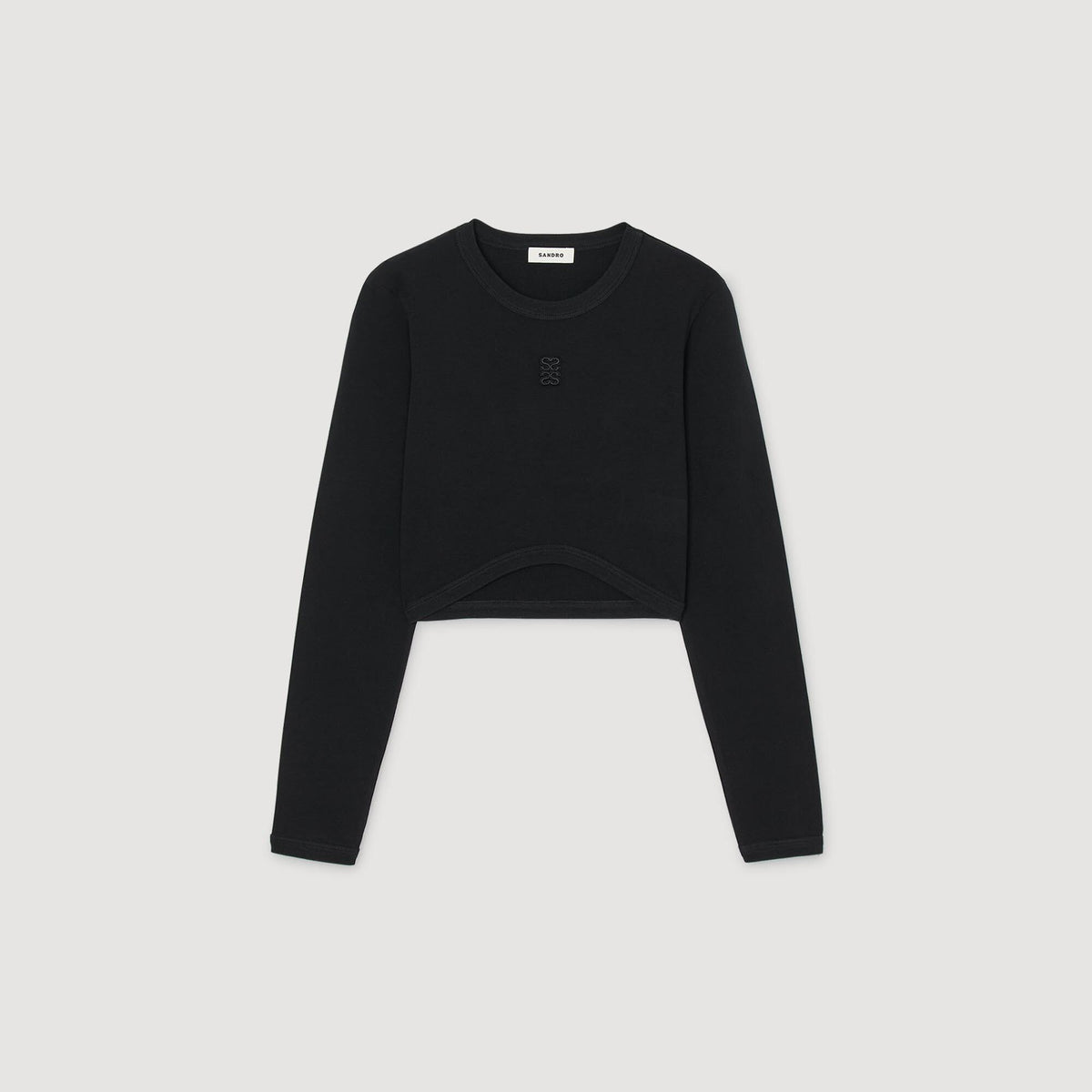 Sandro Cropped embroidered T-shirt Black