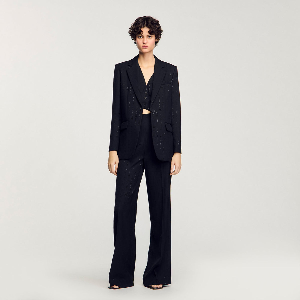 Sandro Sequinned suit jacket Black
