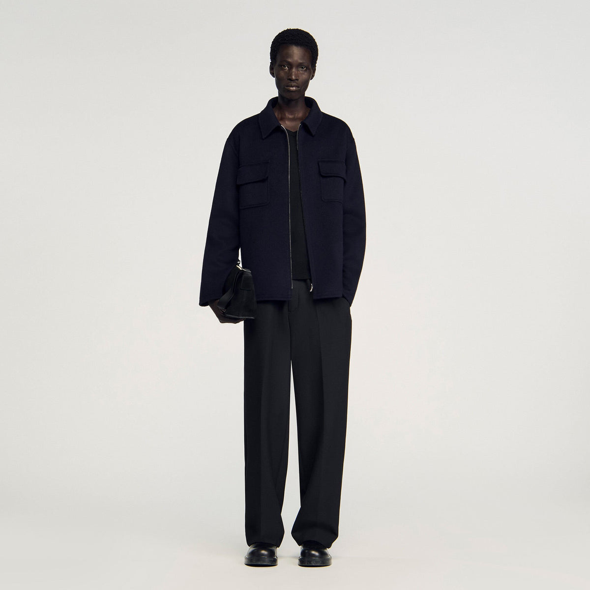 Sandro Zipped overshirt Navy Blue