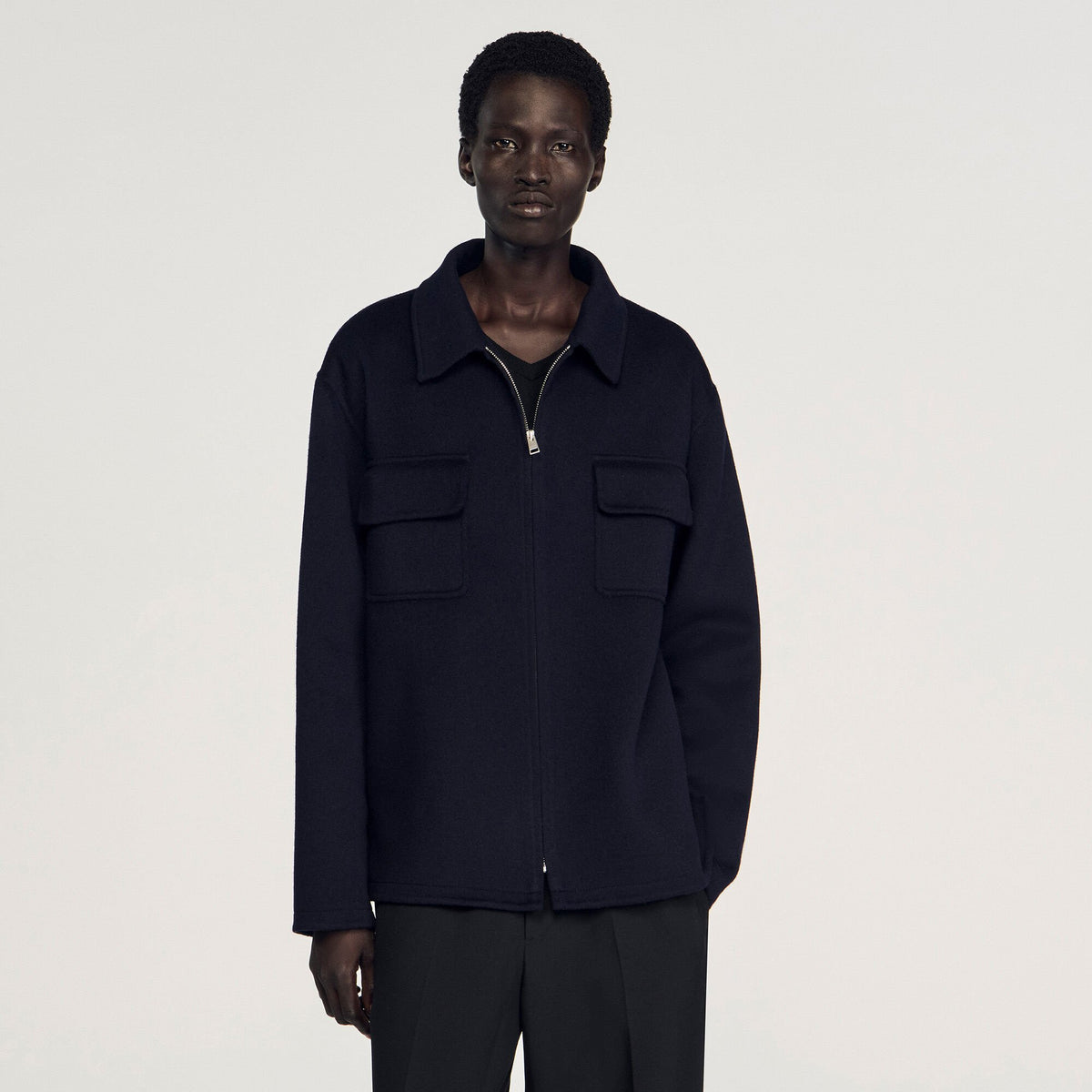 Sandro Zipped overshirt Navy Blue