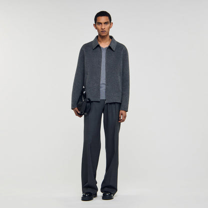 Sandro Double-faced wool jacket Dark Grey