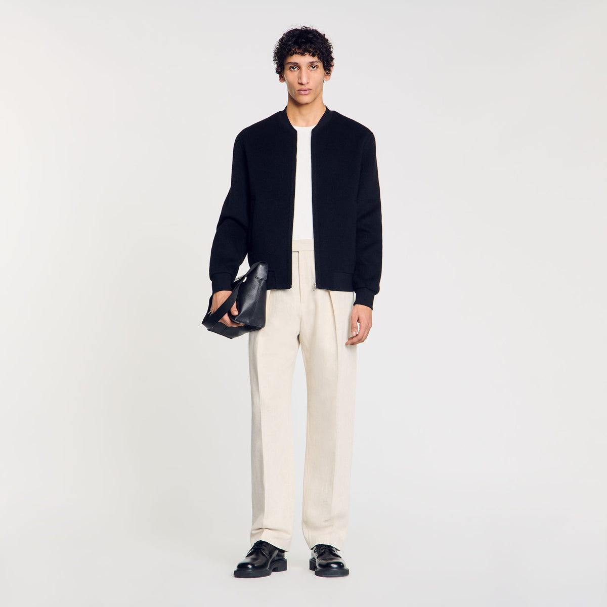 Sandro Double-faced wool jacket Black