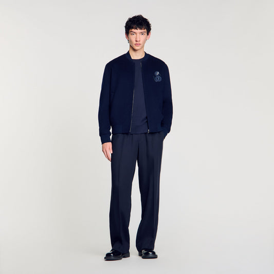 Sandro Double-faced snake-detail jacket Midnight Blue