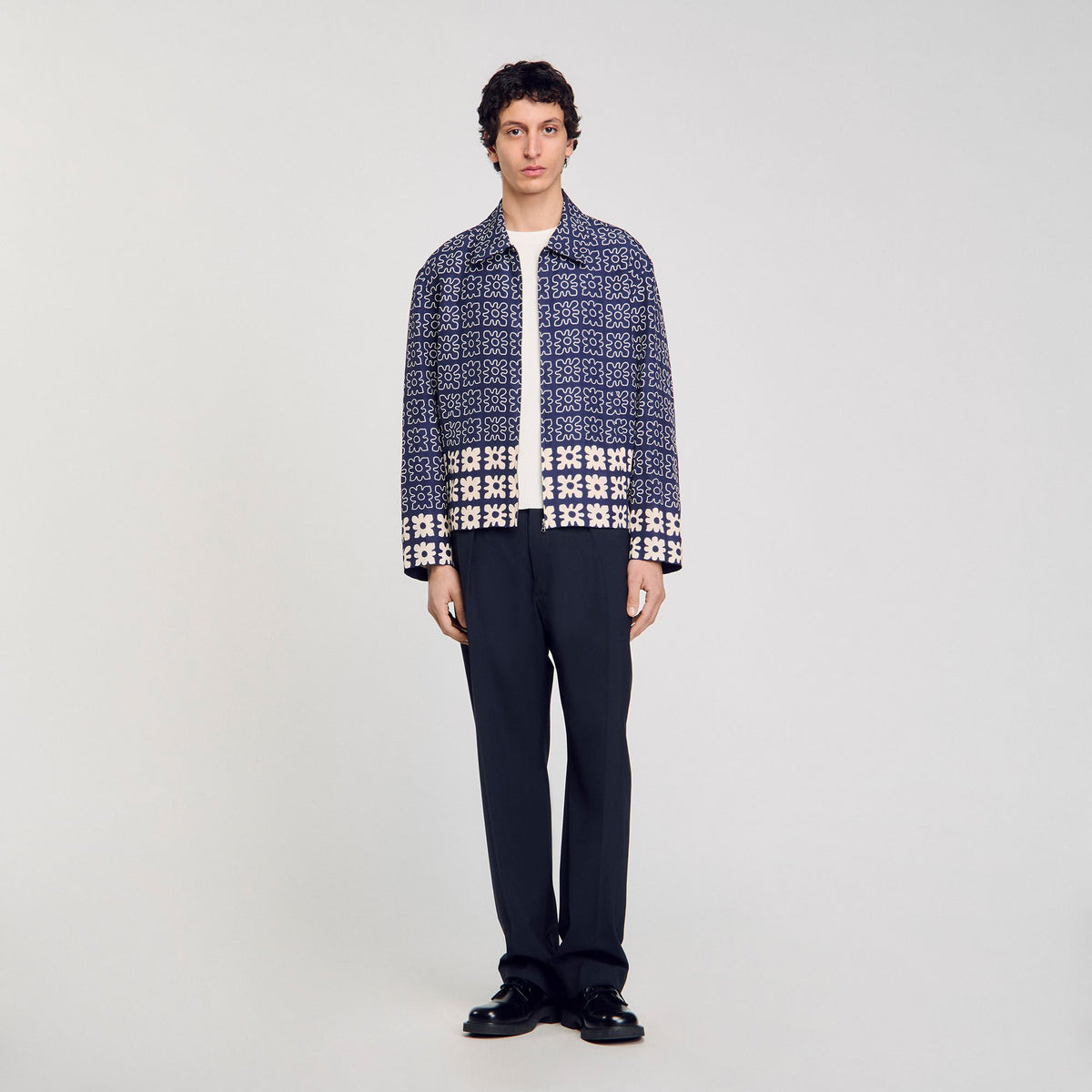 Sandro Jacket with floral motif Midnight Blue