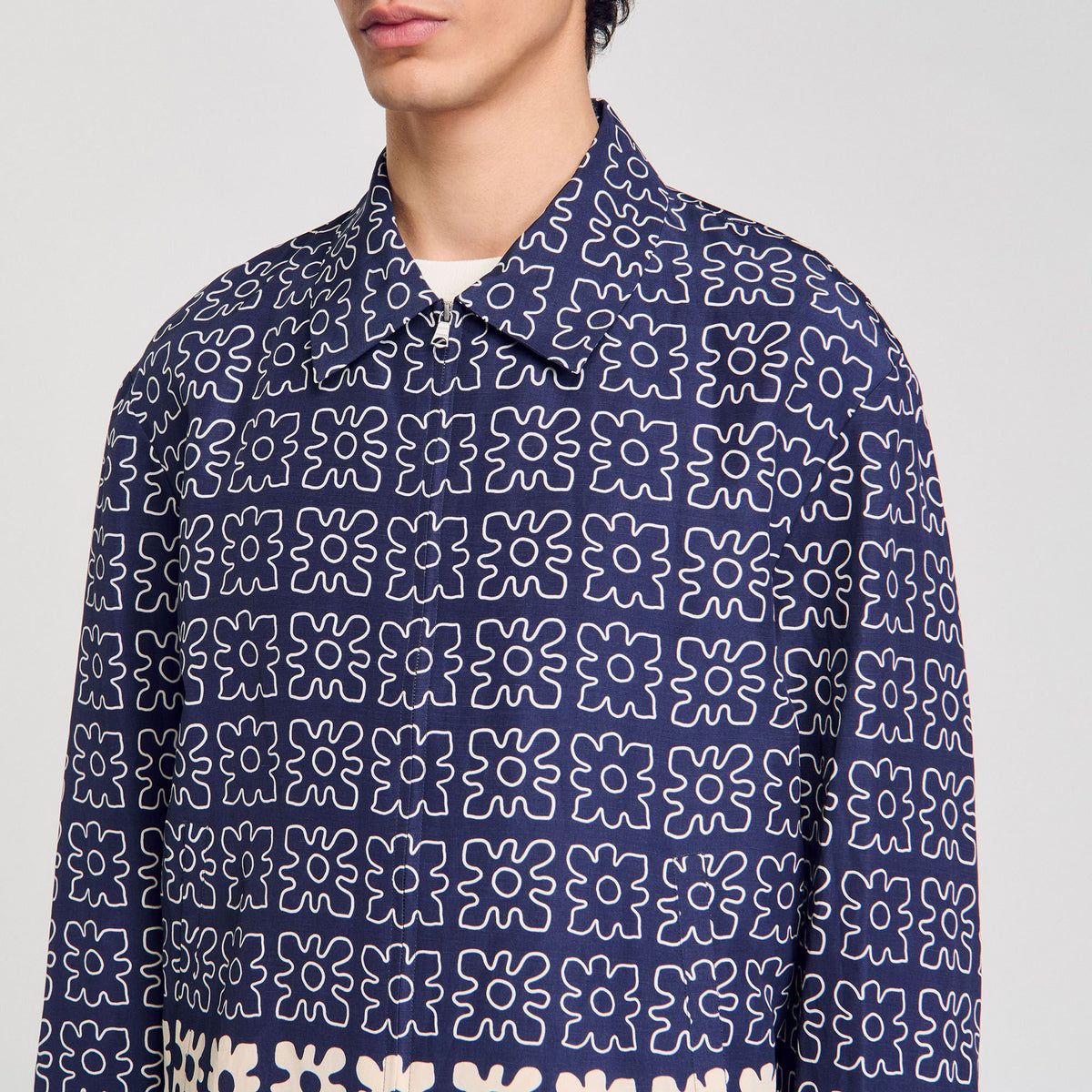 Sandro Jacket with floral motif Midnight Blue