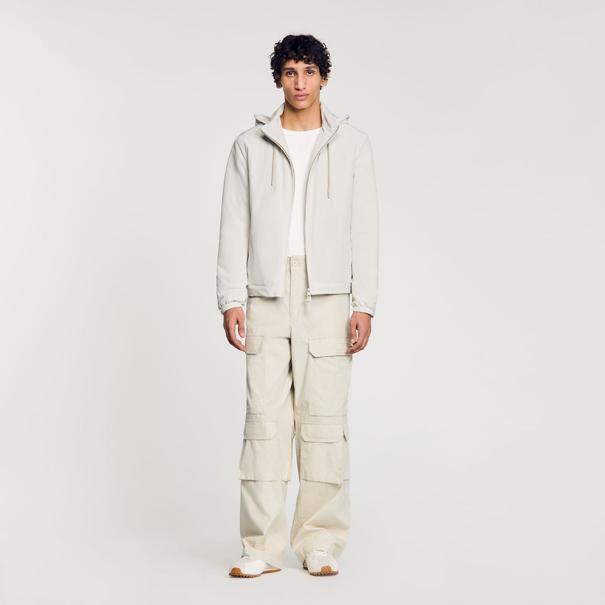Sandro Zip-up hooded jacket Aluminum