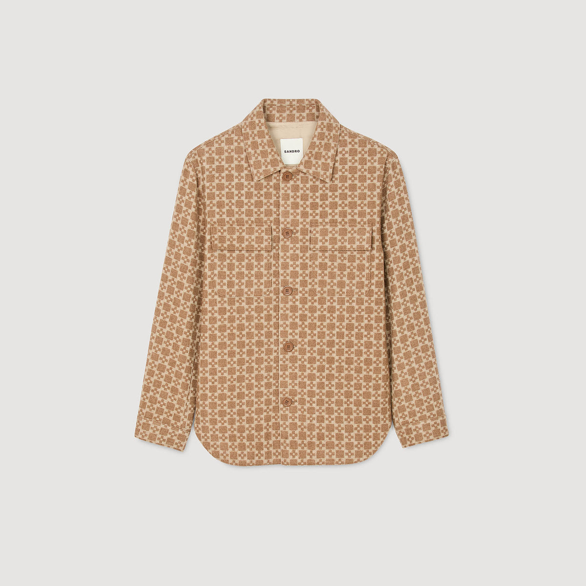 Sandro Square Cross jacquard overshirt Camel