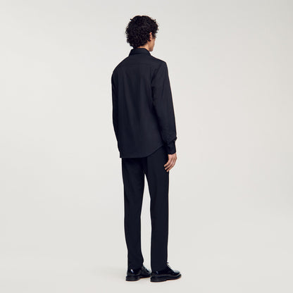 Sandro Fitted stretch cotton shirt Black