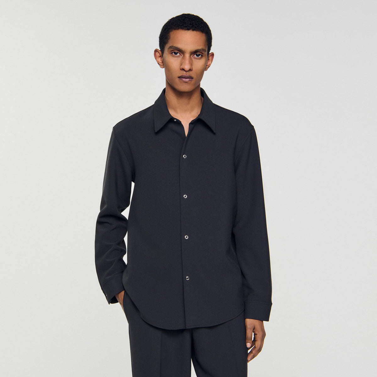 Sandro Long-sleeved jersey shirt Dark Grey