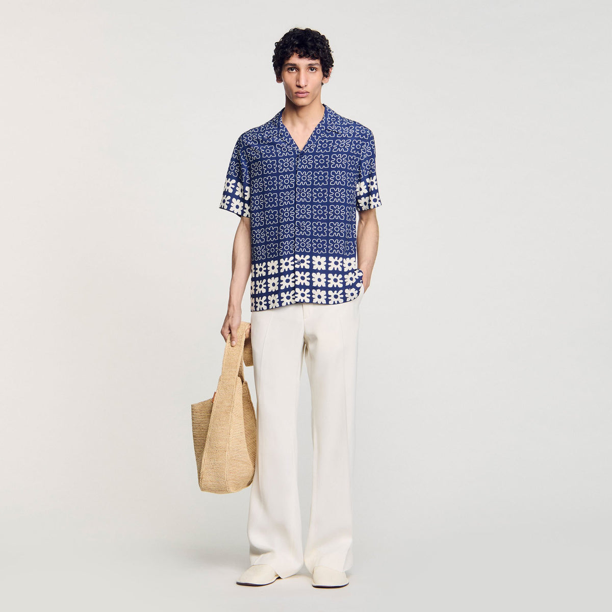 Sandro Floral motif shirt Midnight Blue