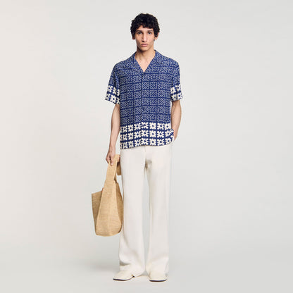 Sandro Floral motif shirt Midnight Blue