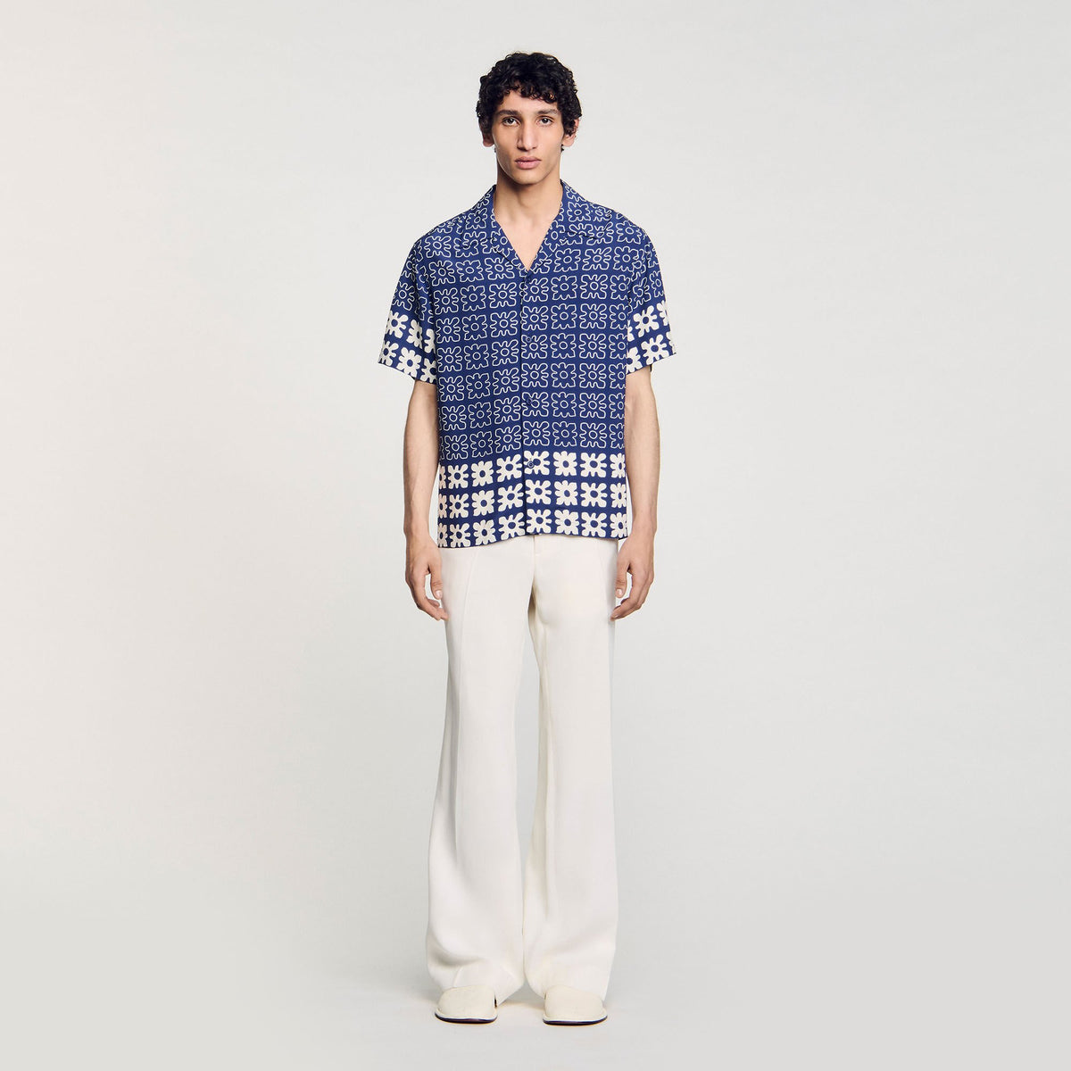 Sandro Floral motif shirt Midnight Blue