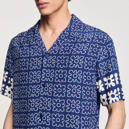 Sandro Floral motif shirt Midnight Blue