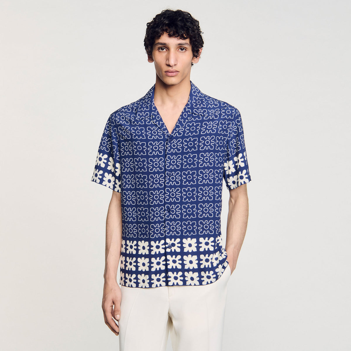 Sandro Floral motif shirt Midnight Blue