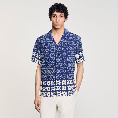 Sandro Floral motif shirt Midnight Blue