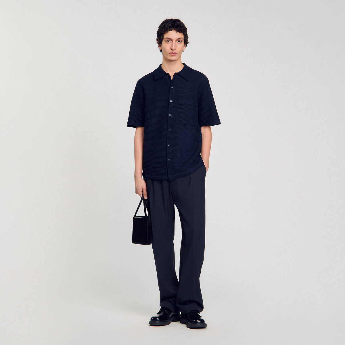 Sandro Waffled shirt Midnight Blue