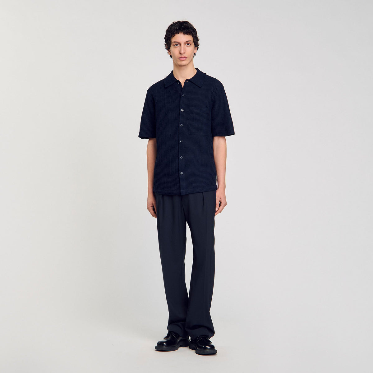 Sandro Waffled shirt Midnight Blue