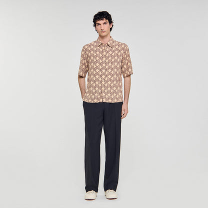 Sandro Loose-fit rope print shirt Butter Cream